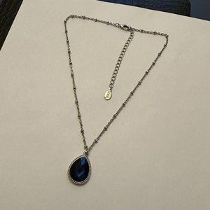 Signed 2028 (Brand) Silver Tone Blue Rhinestone Costume Necklace